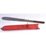 East African Kenyan tribal Maasai sword/knife in red leather/hide scabbard and red hide handle,