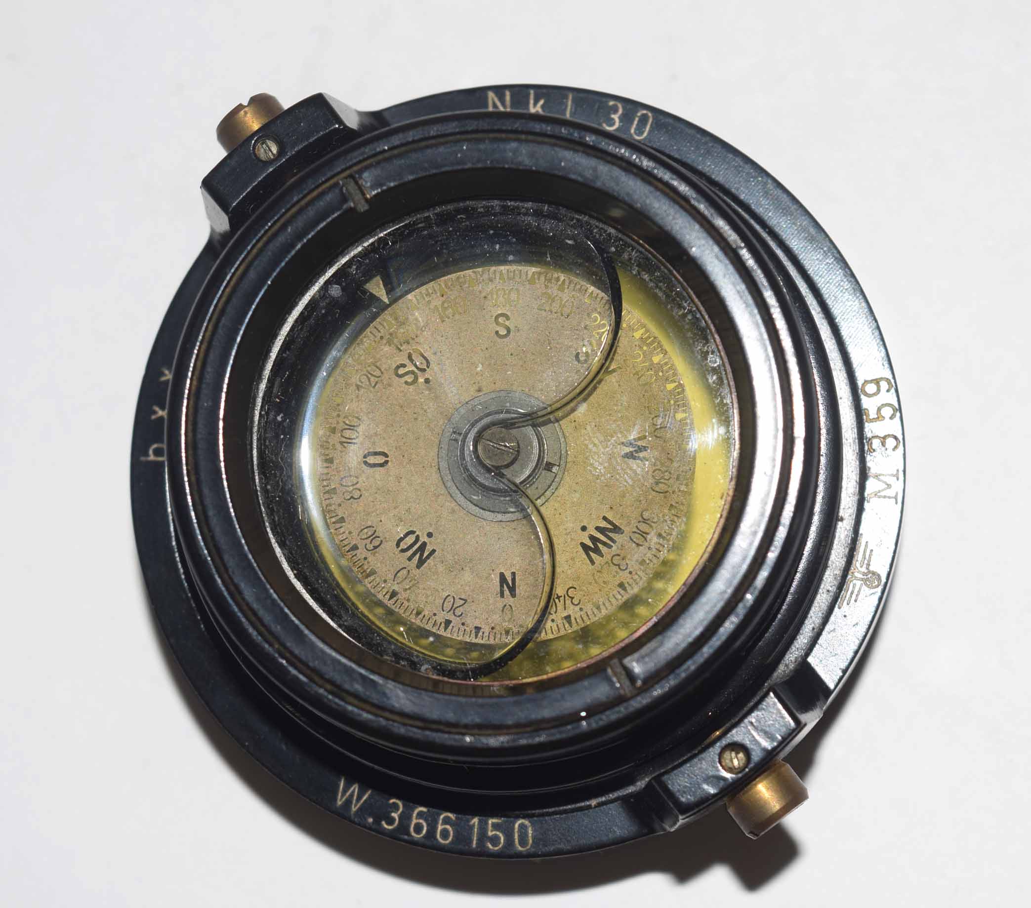 WWII Third Reich German Naval compass, Waffen No 366150 Model 359 dated 16th June 1944 with - Image 5 of 7