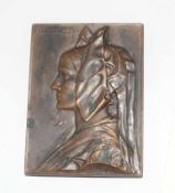 French bronze Alsace mdeal/plaque signed by G Prudhomme, 1919, with figure portrait of a nun in