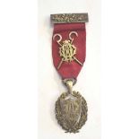 Silver gilt Masonic jewel inscribed "To Iceni Lodge No 457 presented to P A Brother T A King for his