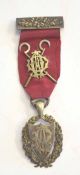 Silver gilt Masonic jewel inscribed "To Iceni Lodge No 457 presented to P A Brother T A King for his