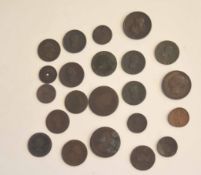 Small quantity of Victorian and Georgian pennies, varying crowns and dates