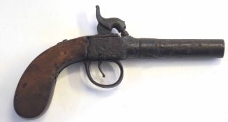 19th century black powder percussion cap box lock pistol (a/f)