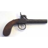 19th century black powder percussion cap box lock pistol (a/f)