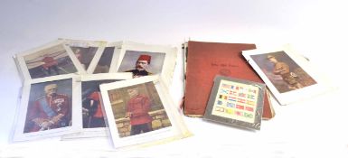 Quantity of military ephemera including plate print of Edwardian National Ensigns for Men of War