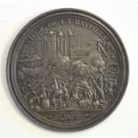Struck pewter uniface medal commemorating the storming of the Bastille made by Bertrand Andrieu