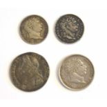 Quantity of Georgian silver coins to include George II sixpence with roses and plumes dated 1727 (