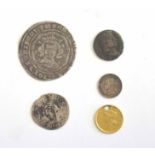 Bag: five coins to include Edward IV groat (with minor wear, fine condition with a couple of