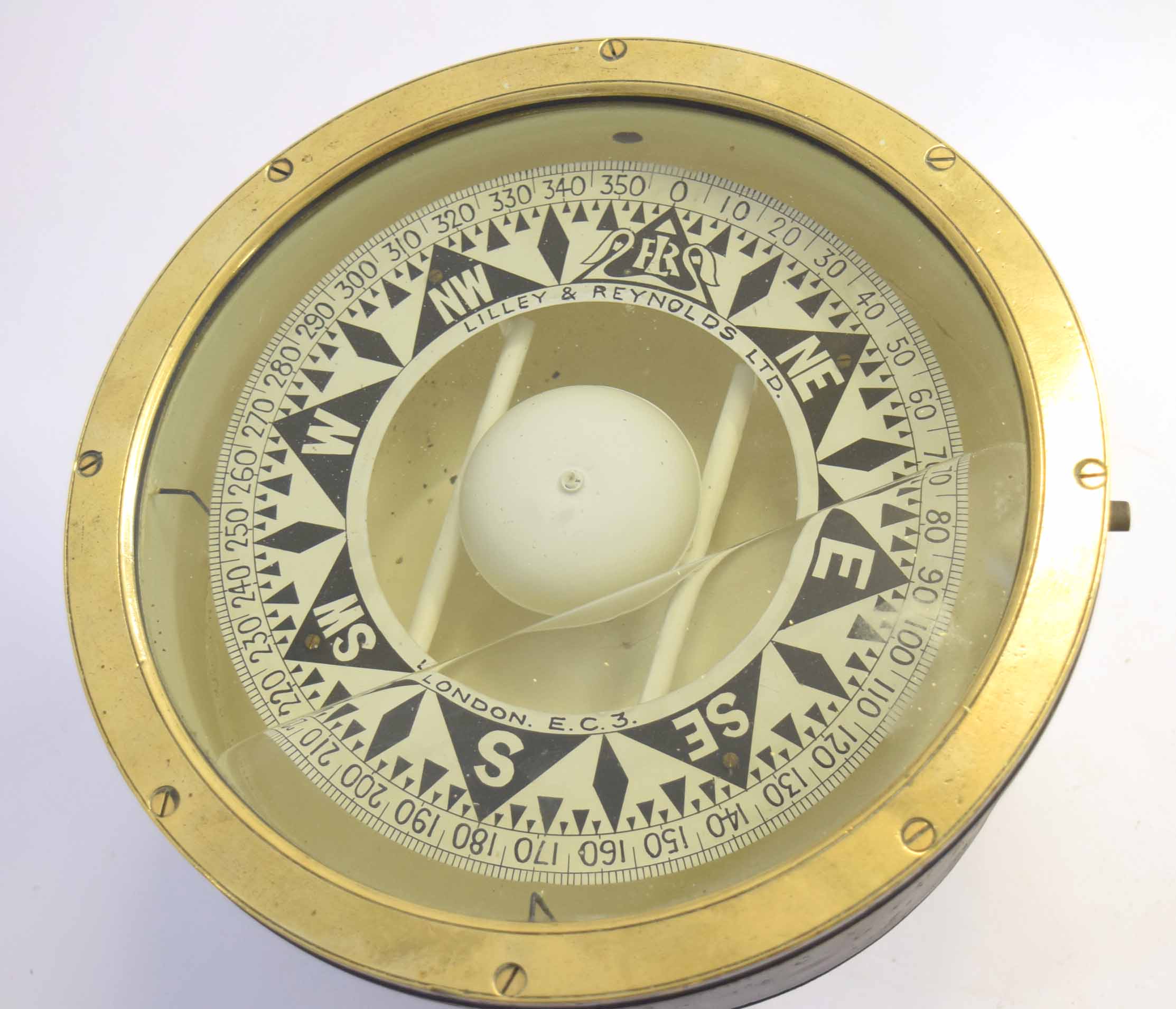 20th century large Naval gimball compass manufactured by Lilly & Reynolds, 27cm diam - Image 2 of 2