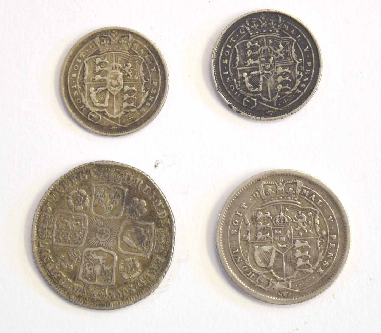 Quantity of Georgian silver coins to include George II sixpence with roses and plumes dated 1727 ( - Image 2 of 2