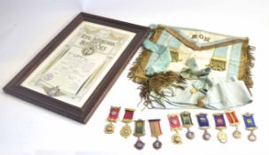 Large quantity of RAOB related items to include jewels, aprons, framed certificate of roll of honour