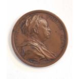 Bronze bust medallion of Martinus Folkes ARM, reverse - "Societatis Regalis Londini Sodalis" dated