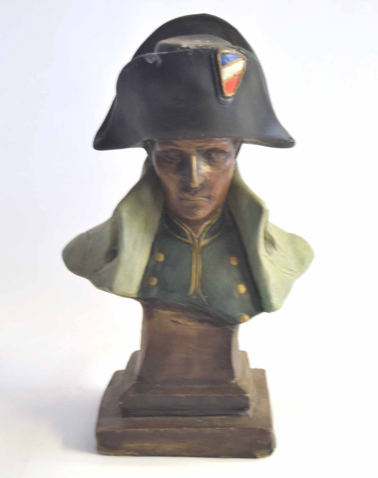 20ht century painted stone bust of Napoleon Bonaparte, no maker's mark/signature visible, approx