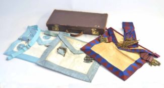 Masonic briefcase containing aprons (to include Grand Lodge apron)