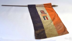 20th century South African flag on pole, possibly circa 1940s, screen print manufacture of orange,