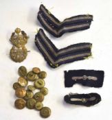 Quantity of RAF insignia to include pair of RAF cap badges, 2 x RAF Cpl NCO stripes, Airmen