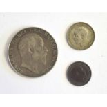 Quantity of three Edwardian and early 20th century coins to include an Edward VII silver half