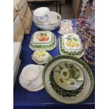 GROUP OF CERAMICS, MOST WITH FRUIT DESIGNS ETC