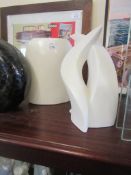 TWO VICTORIA CERAMIC WHITE MODERNISTIC SCULPTURES