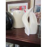 TWO VICTORIA CERAMIC WHITE MODERNISTIC SCULPTURES