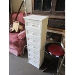 SEVEN DRAWER MODERN WHITE PAINTED STORAGE UNIT, 96CM HIGH