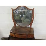 EDWADIAN SHIELD SHAPED TOILET OR DRESSING TABLE MIRROR WITH THREE DRAWERS BENEATH, WIDTH APPROX