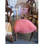 VICTORIAN DINING CHAIR WITH RED FLORAL UPHOLSTERED SEAT