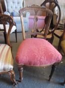 VICTORIAN DINING CHAIR WITH RED FLORAL UPHOLSTERED SEAT