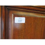 VERY LARGE THREE DOOR WARDROBE WITH CENTRAL MIRRORED PANEL AND BRASS HANDLES WITH BADGE W & R