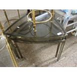 UNUSUAL TRIANGULAR SHAPED SET OF SMOKED GLASS NESTING TABLES, LARGEST MAX APPROX 58CM