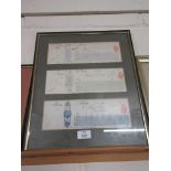 FRAMED BANKING CHEQUE, 35CM WIDE