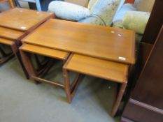 GROUP OF THREE G-PLAN STYLE NEST OF TABLES, LARGEST 82CM WIDE