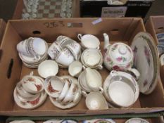 BOX OF ROYAL KENDAL FINE BONE CHINA PART TEA SET AND OTHERS ETC