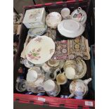 TRAY CONTAINING LARGE QUANTITY OF CERAMICS TO INCLUDE DINNER SETS ETC