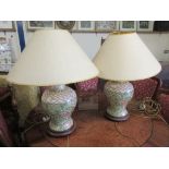 PAIR OF CERAMIC LAMP BASES, HEIGHT INC SHADES APPROX 68CM
