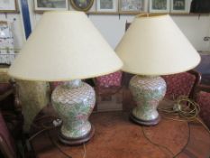 PAIR OF CERAMIC LAMP BASES, HEIGHT INC SHADES APPROX 68CM