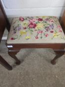 SMALL CABRIOLE LEG EMBROIDERED PIANO STOOL, WIDTH APPROX 49CM