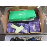 BOX CONTAINING A TAG GUN WITH FOUR BOXES OF EXTRA TAGS ETC