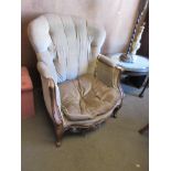 LATE 19TH/EARLY 20TH CENTURY ARMCHAIR (A/F), 76CM WIDE