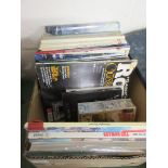 BOX OF MIXED BOOKS, MAGAZINES, ATLAS ETC