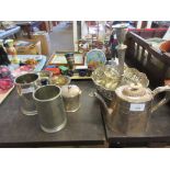 SILVER PLATED WARES AND TEA POT