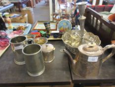 SILVER PLATED WARES AND TEA POT