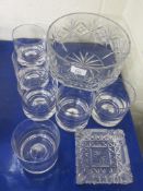 SMALL QUANTITY OF CUT GLASS WARES INCLUDING FRUIT BOWL, ASHTRAY ETC