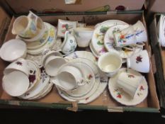 TRAY OF CERAMICS, PART TEA SETS ETC