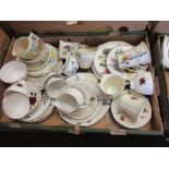 TRAY OF CERAMICS, PART TEA SETS ETC