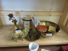 QUANTITY OF BRASS WARE, CLOCK, MINIATURES, SUNDRIES ETC