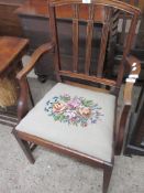 EARLY 20TH CENTURY CARVER CHAIR WITH UNUSUAL COLUMN SPLATS, WIDTH APPROX 58CM