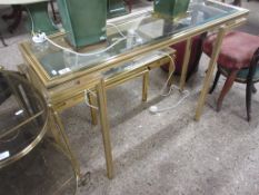 GEOMETRIC DESIGN BRASS SIDE TABLE, WIDTH APPROX 110CM