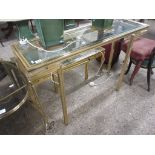 GEOMETRIC DESIGN BRASS SIDE TABLE, WIDTH APPROX 110CM