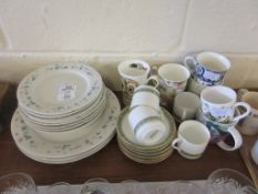 SELECTION OF MIXED HOUSEHOLD CERAMICS INCLUDING ROYAL DOULTON RONDELAY CUPS AND SAUCERS ETC